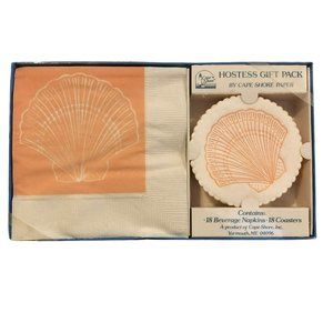 Cape Shore Paper Hostess Gift Pack 18 Napkins Coasters Seashell Bar Vtg